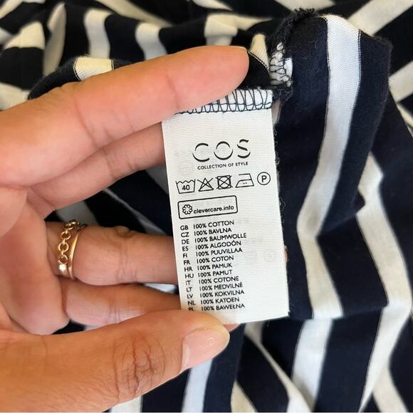 COS Navy Blue Stripe Short Sleeve Shirt Dress - Picture 8 of 8